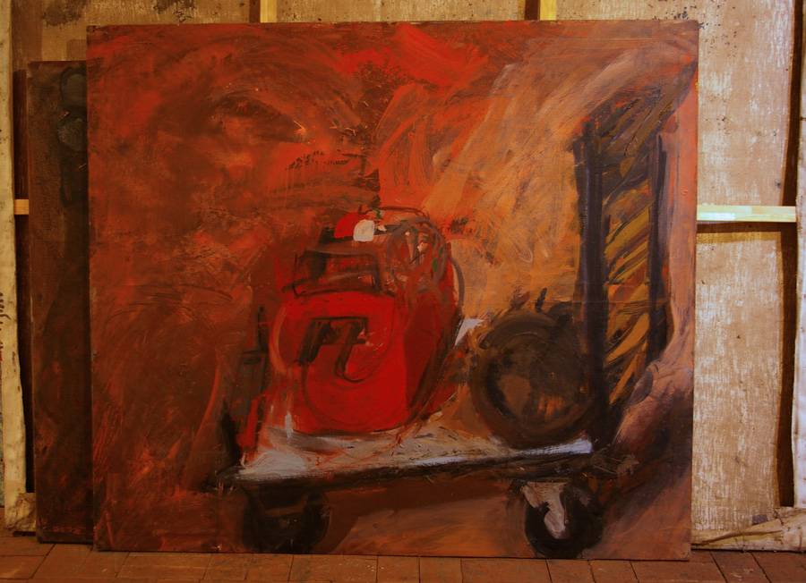 Schweissgerät, ca.120cm x 110cm, Eitempera auf Leinwand